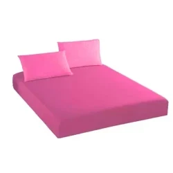 Husa de pat cu elastic din tricot + 2 fete de perna, roz, 160x200 cm -HRT18