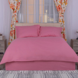 Lenjerie de pat dublu, din damasc policoton, pink, Pucioasa -LDR21